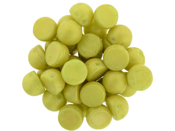 CzechMates 2-Hole 7mm Pacifica Honeydew Cabochon Beads 2.5-Inch Tube