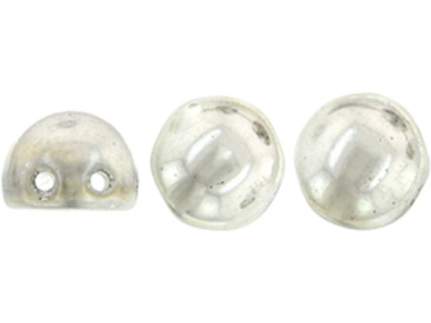 CzechMates Glass, 2-Hole Round Cabochon Beads 7mm Diameter, Silver