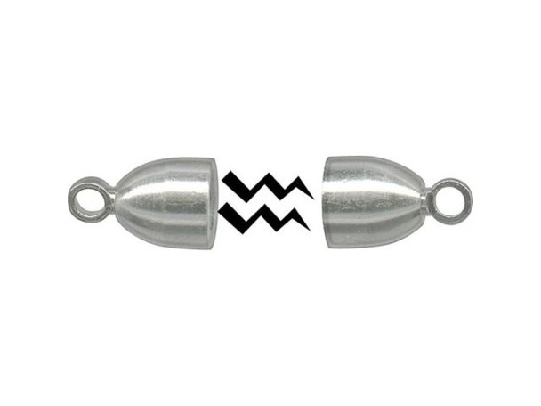 White Plated Magnetic Jewelry Clasp, Bullet Shape (12 Pieces)