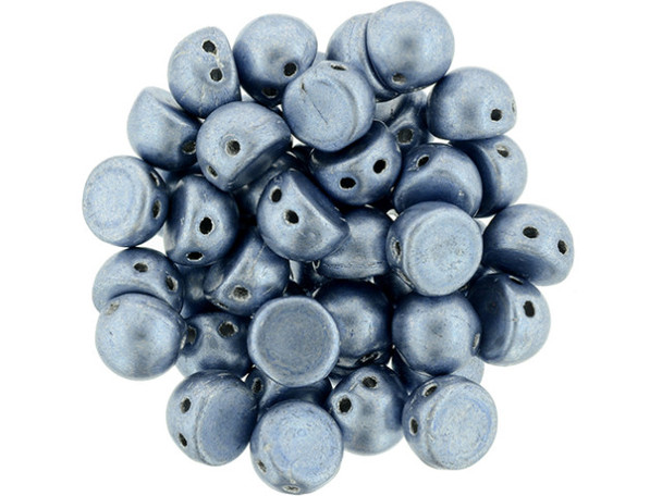 CzechMates 2-Hole 7mm ColorTrends: Saturated Metallic Airy Blue Cabochon Beads 2.5-Inch Tube