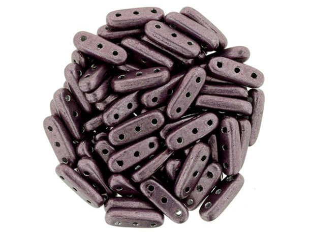 CzechMates 3-Hole 10mm ColorTrends: Saturated Metallic Dusty Cedar Beam Bead 2.5-Inch Tube