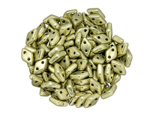 CzechMates Diamond 4 x 6mm ColorTrends Saturated Metallic Limelight Czech Glass 2-Hole Bead 2.5-Inch Tube