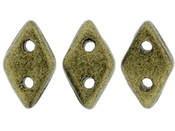 CzechMates Glass, 2-Hole Diamond Beads 4x6mm, 8 Grams, Metallic Suede Gold