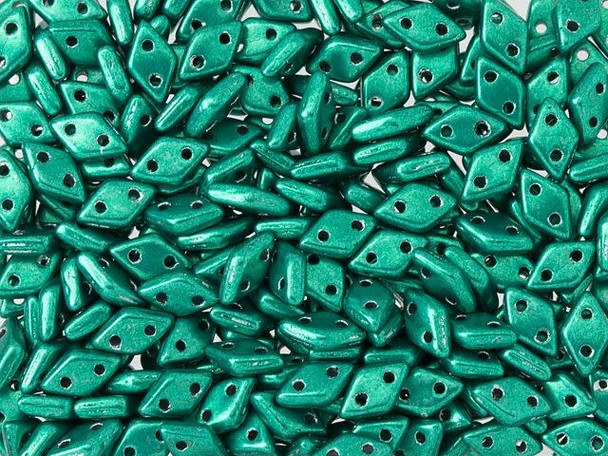CzechMates Diamond 4 x 6mm ColorTrends Saturated Metallic Arcadia Czech Glass 2-Hole Beads, 2.5-Inch Tube