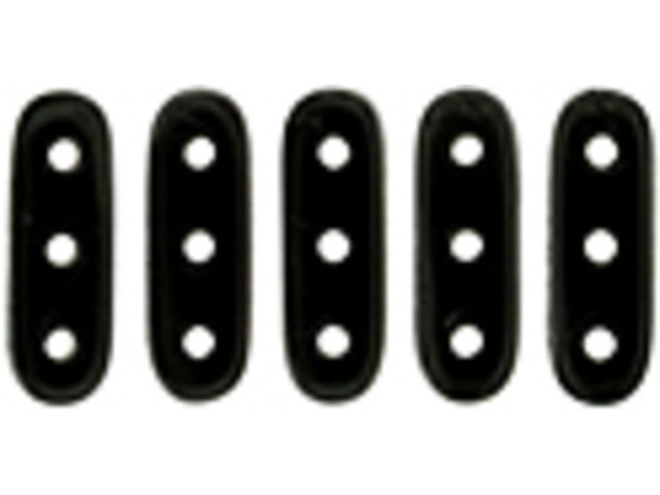 CzechMates Glass, 3-Hole Beam Beads 10x3.5mm, Jet Black