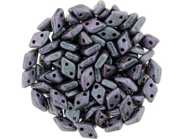 CzechMates Glass, 2-Hole Diamond Beads 4x6mm, 8 Grams, Polychrome Orchid Aqua