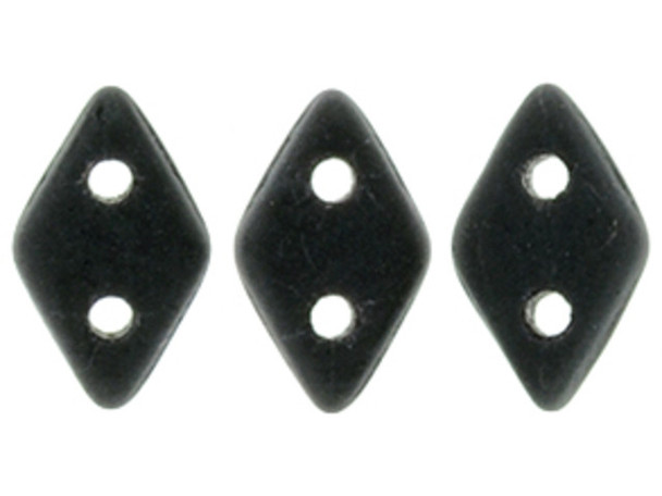 CzechMates Glass, 2-Hole Diamond Beads 4x6mm, 8 Grams, Matte Jet