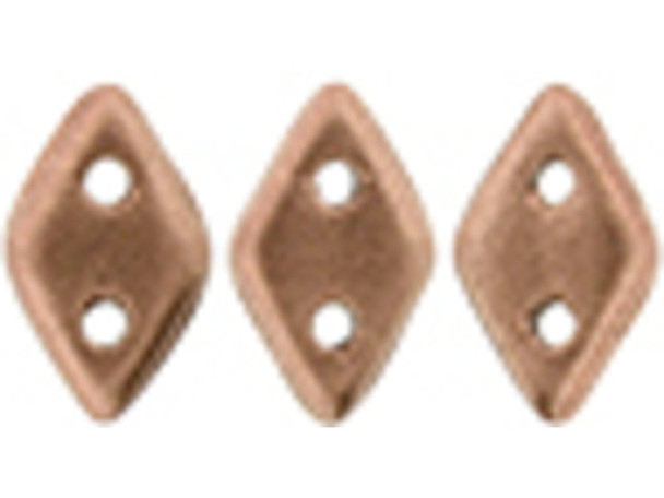 CzechMates Glass, 2-Hole Diamond Beads 4x6mm, 8 Grams, Matte Metallic Copper