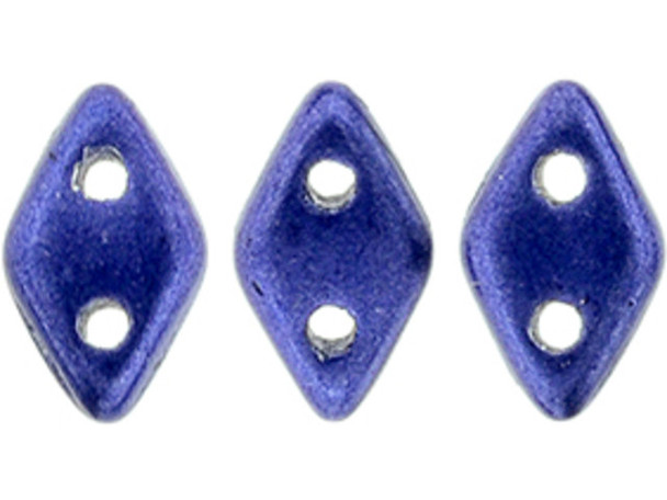 CzechMates Diamond 4 x 6mm ColorTrends Saturated Metallic Ultra Violet Czech Glass 2-Hole Beads, 2.5-Inch Tube