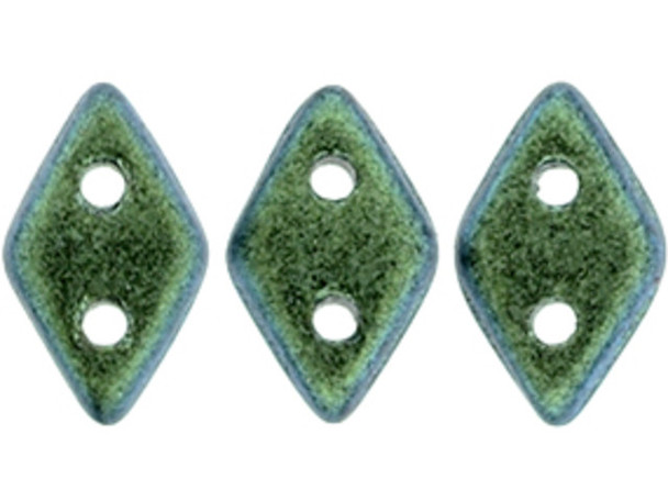 CzechMates Glass, 2-Hole Diamond Beads 4x6mm, 8 Grams, Polychrome Aqua Teal