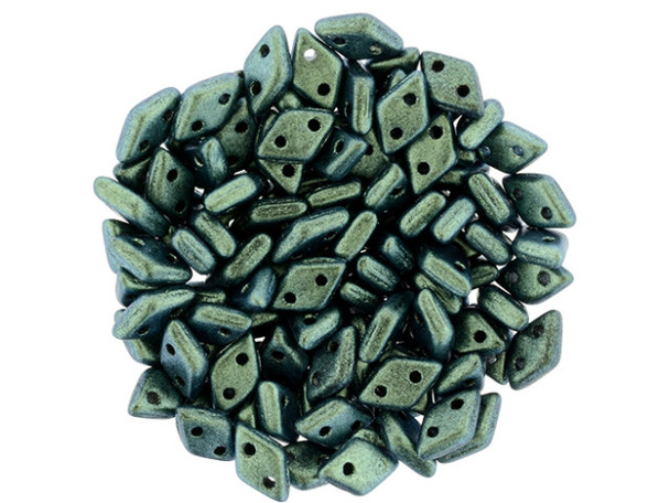 CzechMates Glass, 2-Hole Diamond Beads 4x6mm, 8 Grams, Polychrome Aqua Teal
