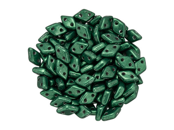 CzechMates Diamond 4 x 6mm ColorTrends Saturated Metallic Martini Olive Czech Glass 2-Hole Bead 2.5-Inch Tube