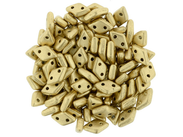 CzechMates Glass, 2-Hole Diamond Beads 4x6mm, 8 Grams, Matte Metallic Flax