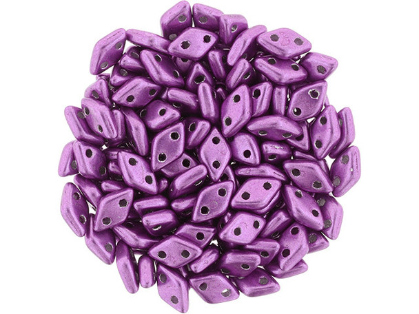 CzechMates Diamond 4 x 6mm ColorTrends Saturated Metallic Spring Crocus Czech Glass 2-Hole Beads, 2.5-Inch Tube