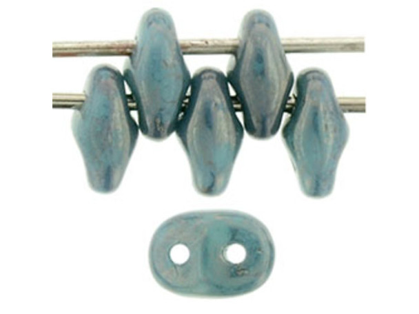 Matubo SuperDuo 2x5mm 2-Hole Moon Dust Turquoise Seed Bead 2.5-Inch Tube