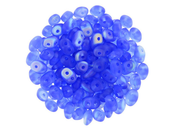 Matubo SuperDuo 2 x 5mm Sapphire AB Matte 2-Hole Seed Bead 2.5-Inch Tube