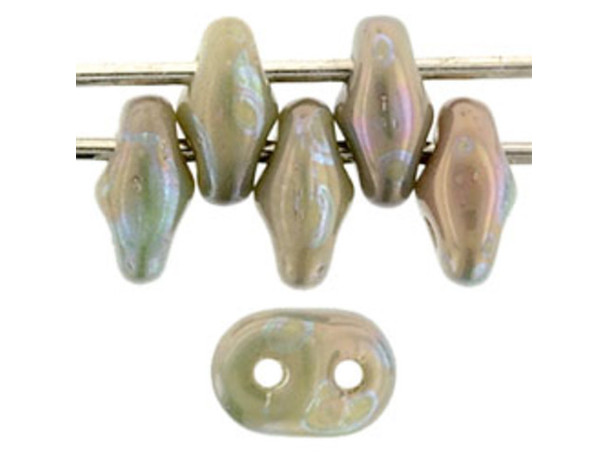 Matubo SuperDuo 2 x 5mm Opaque Beige Nebula 2-Hole Seed Bead 2.5-Inch Tube