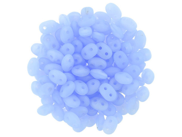Matubo SuperDuo 2 x 5mm Matte Milky Sapphire 2-Hole Seed Bead 2.5-Inch Tube