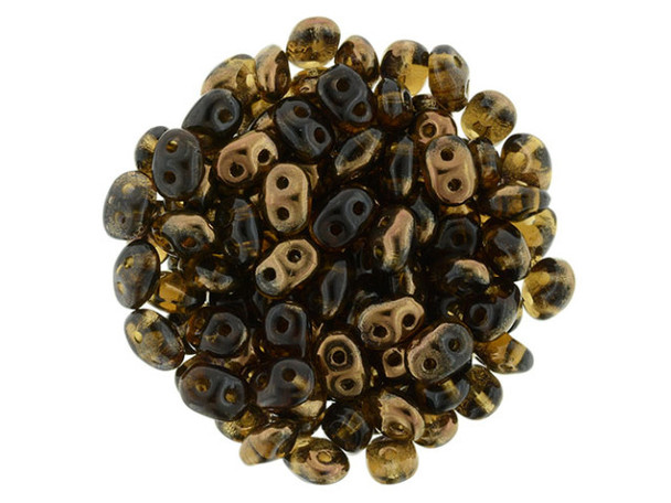 Matubo SuperDuo 2 x 5mm Bronze Luster 1/2 - Smokey Topaz 2-Hole Seed Bead 2.5-Inch Tube