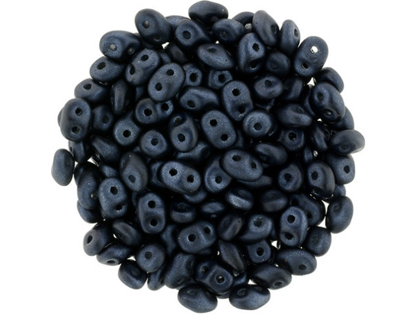 Matubo SuperDuo 2 x 5mm Metalust Matte Steel Blue 2-Hole Seed Bead 2.5-Inch Tube
