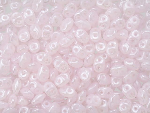 Matubo SuperDuo 2 x 5mm Milky Soft Rosaline Luster 2-Hole Seed Bead 2.5-Inch Tube