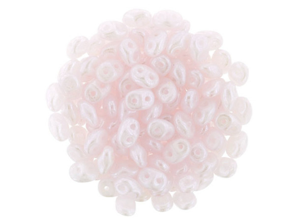 Matubo SuperDuo 2 x 5mm Milky Soft Rosaline Luster 2-Hole Seed Bead 2.5-Inch Tube
