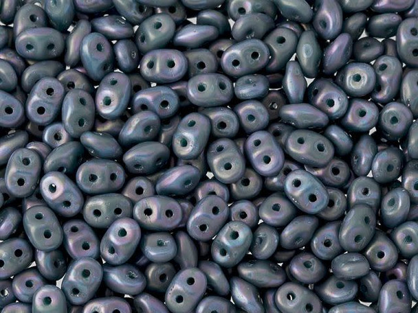 Matubo SuperDuo 2 x 5mm Opaque Turquoise Matte Nebula 2-Hole Seed Bead 2.5-Inch Tube