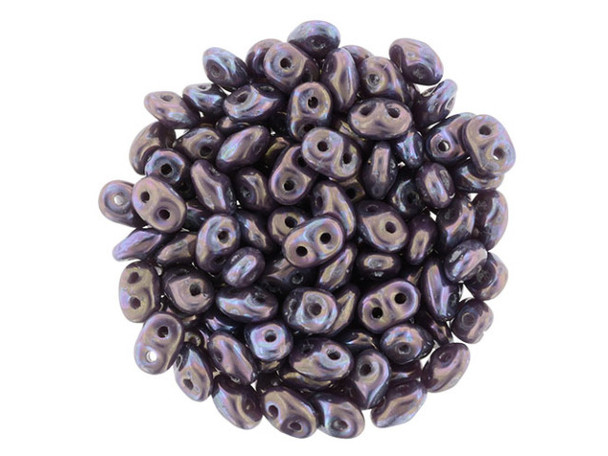 Matubo SuperDuo 2 x 5mm Opaque Amethyst Nebula 2-Hole Seed Bead 2.5-Inch Tube