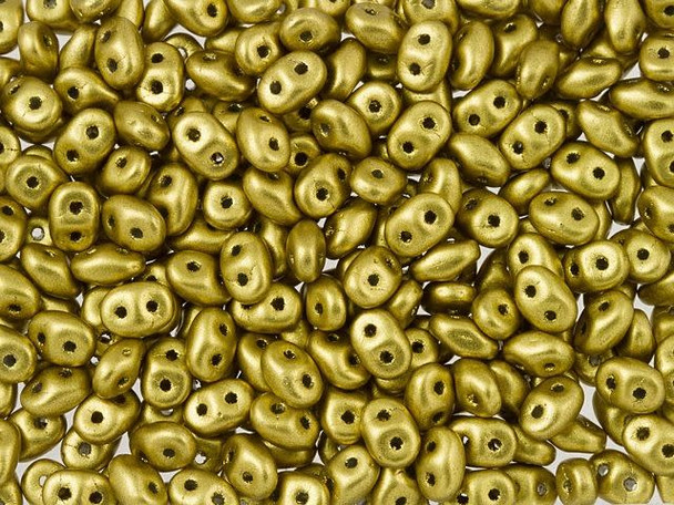 Matubo SuperDuo 2 x 5mm Matte Metallic Aztec Gold 2-Hole Seed Bead 2.5-Inch Tube