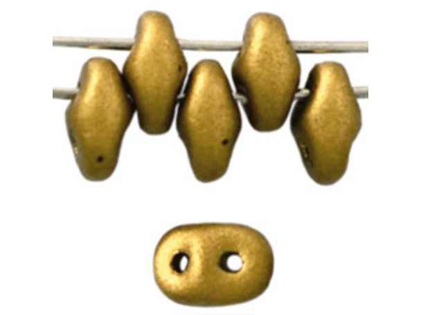 Matubo SuperDuo 2 x 5mm Matte Metallic Aztec Gold 2-Hole Seed Bead 2.5-Inch Tube