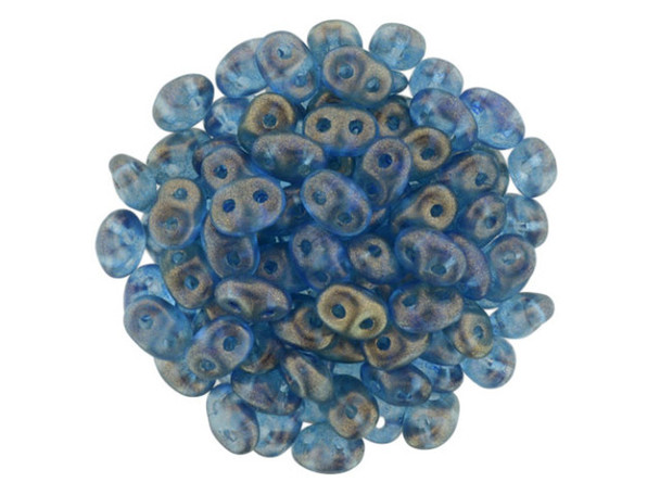 Matubo SuperDuo 2 x 5mm Azurite Halo 2-Hole Seed Bead 2.5-Inch Tube