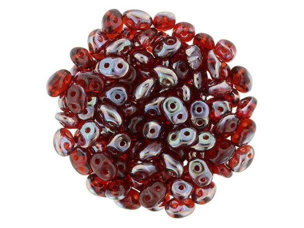 Matubo SuperDuo 2 x 5mm Siam Ruby - Celsian 2-Hole Seed Bead 2.5-Inch Tube