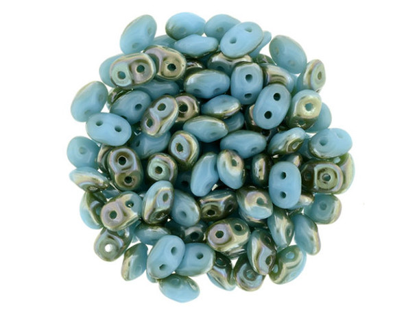 Matubo SuperDuo 2 x 5mm Blue Turquoise Celsian 2-Hole Seed Bead 2.5-Inch Tube