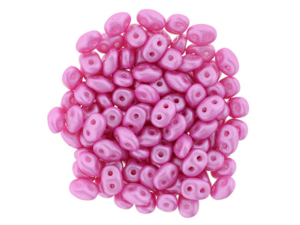Matubo SuperDuo 2 x 5mm Hot Pink Pearl Shine 2-Hole Seed Bead 2.5-Inch Tube