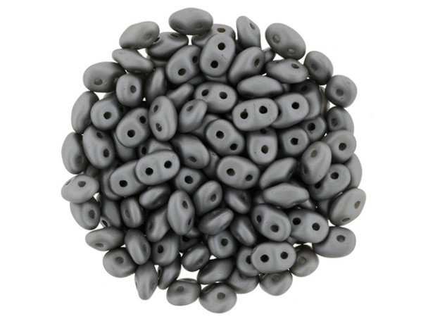 Matubo SuperDuo 2 x 5mm Satin Metallic Gray 2-Hole Seed Bead 2.5-Inch Tube