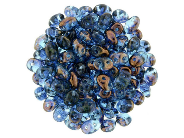 Matubo SuperDuo 2 x 5mm Aquamarine Half Bronze Luster 2-Hole Seed Bead 2.5-Inch Tube