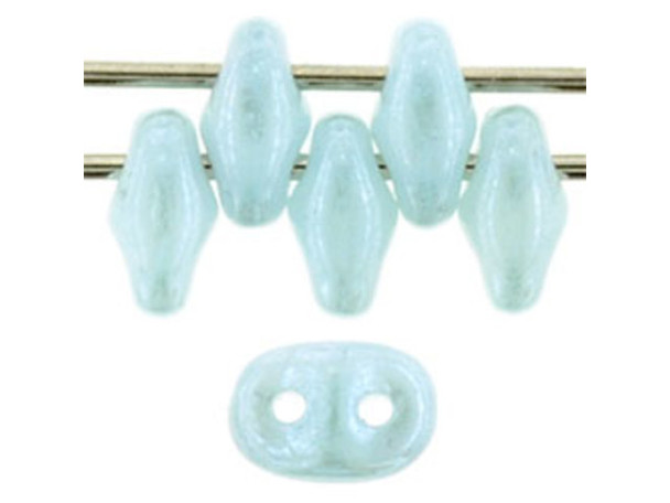 Matubo SuperDuo 2 x 5mm Milky Aquamarine Luster 2-Hole Seed Bead 2.5-Inch Tube
