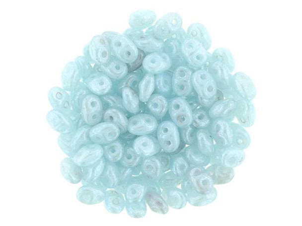 Matubo SuperDuo 2 x 5mm Milky Aquamarine Luster 2-Hole Seed Bead 2.5-Inch Tube