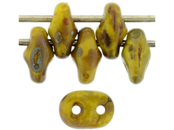 Matubo SuperDuo 2 x 5mm Opaque Yellow Picasso 2-Hole Seed Bead 2.5-Inch Tube