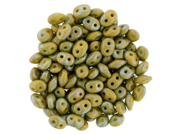 Matubo SuperDuo 2 x 5mm Opaque Yellow Matte Nebula 2-Hole Seed Bead 2.5-Inch Tube