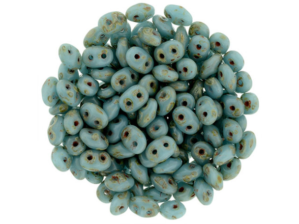 Matubo SuperDuo 2 x 5mm Opaque Lt Blue - Picasso 2-Hole Seed Bead 2.5-Inch Tube