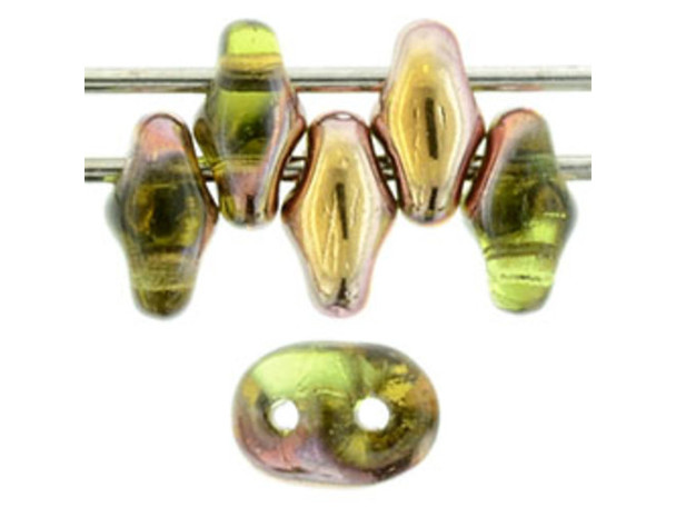 Matubo SuperDuo 2 x 5mm Apollo - Olivine 2-Hole Seed Bead 2.5-Inch Tube