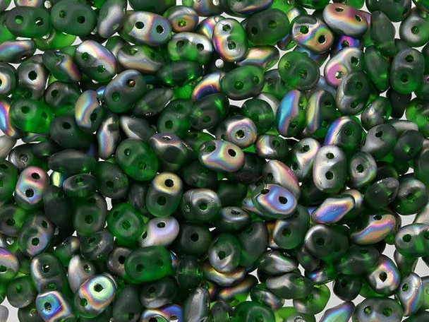Matubo SuperDuo 2 x 5mm Matte Green Vitral 2-Hole Seed Bead 2.5-Inch Tube