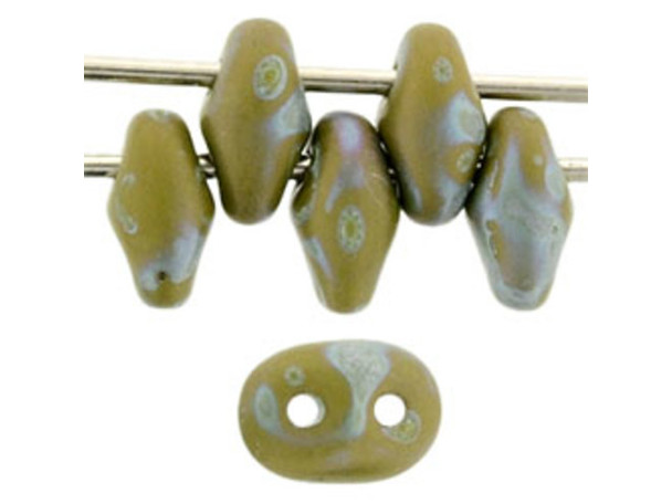 Matubo SuperDuo 2 x 5mm Opaque Olivine Matte Nebula 2-Hole Seed Bead 2.5-Inch Tube