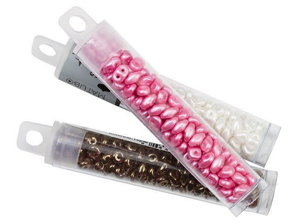 Matubo SuperDuo 2 x 5mm White Apricot 2-Hole Seed Bead 2.5-Inch Tube