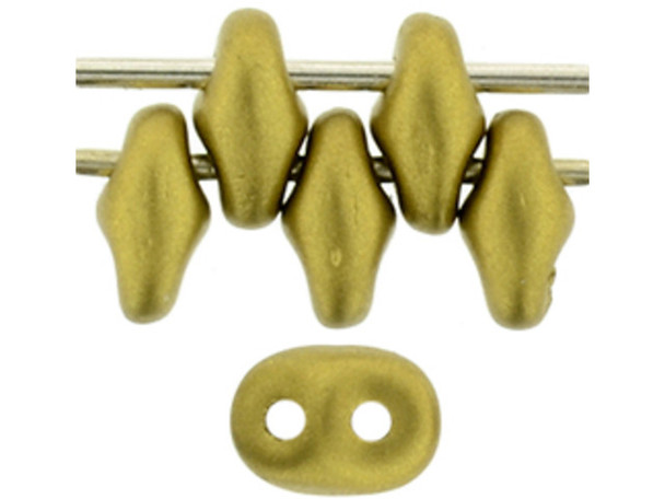Matubo SuperDuo 2 x 5mm Satin Metallic Gold 2-Hole Seed Bead 2.5-Inch Tube