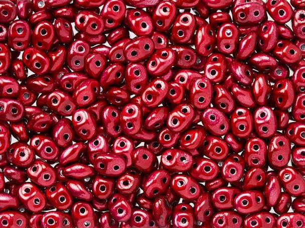 Matubo SuperDuo 2 x 5mm Metalust Lipstick Red 2-Hole Seed Bead 2.5-Inch Tube