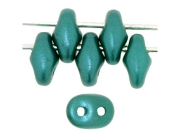 Matubo SuperDuo 2 x 5mm Teal Pearl Coat 2-Hole Seed Bead 2.5-Inch Tube
