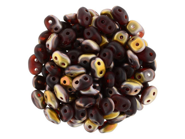 Matubo SuperDuo 2 x 5mm Matte - Apollo - Siam Ruby 2-Hole Seed Bead 2.5-Inch Tube