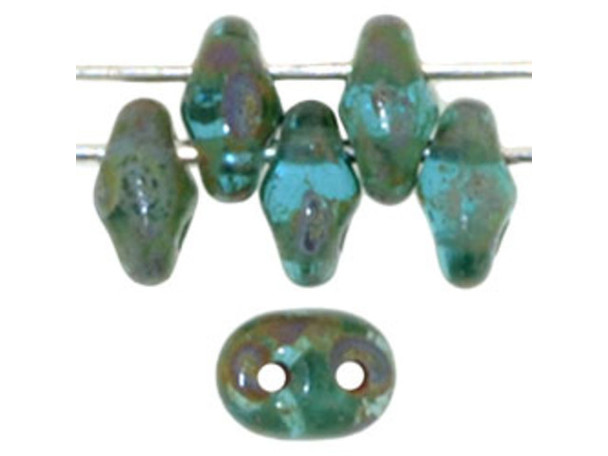 Matubo SuperDuo 2 x 5mm Aquamarine Picasso 2-Hole Seed Bead 2.5-Inch Tube